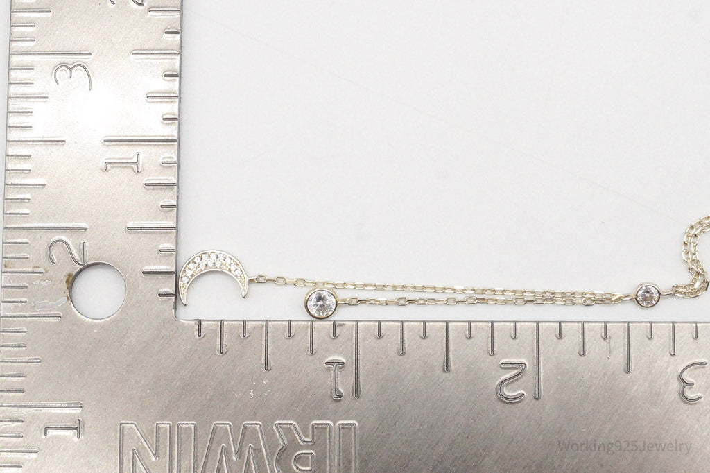 Vintage Cubic Zirconia Moon Charm Sterling Silver Necklace | Jewelry > Necklaces | Wiccan Center