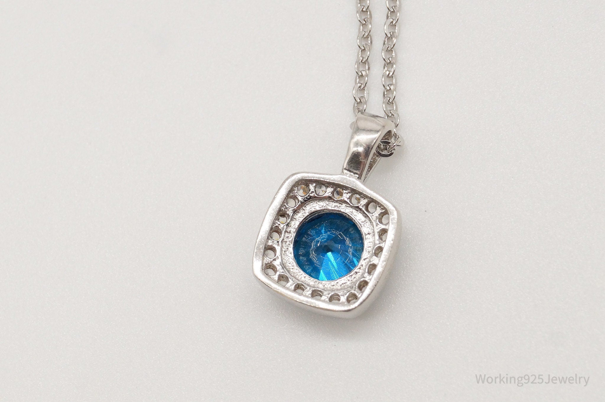 Designer Ryze Blue & White Cubic Zirconia Sterling Silver Necklace | Jewelry > Necklaces > Pendants | Wiccan Center