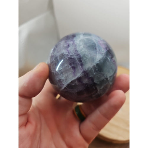 1.09lb Natural Rainbow Fluorite Quartz Crystal Sphere Ball Polished | Crystal Spheres & Eggs | Wiccan Center