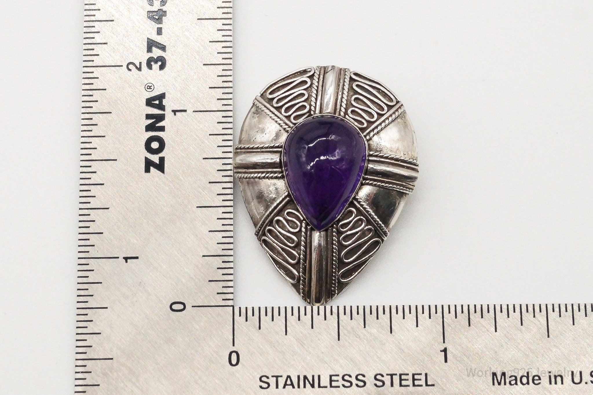 Vintage Amethyst Bali Sterling Silver Brooch Pin Pendant | Jewelry > Necklaces > Pendants | Wiccan Center
