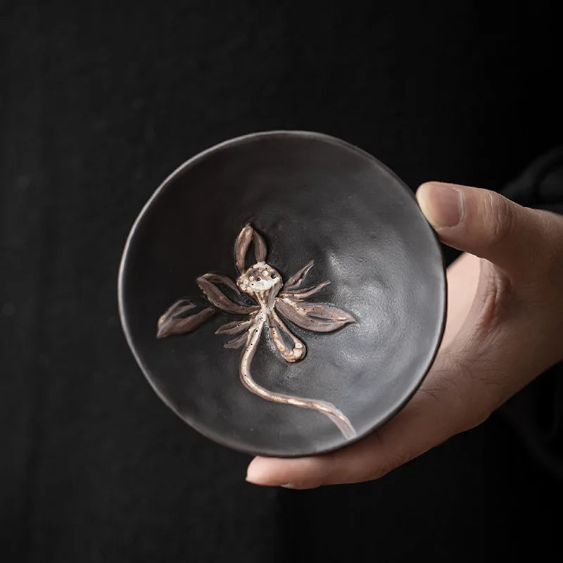 90 ml Japanese Wabi-Sabi Ceramic Tea Cup – Handmade Lotus Master Cup