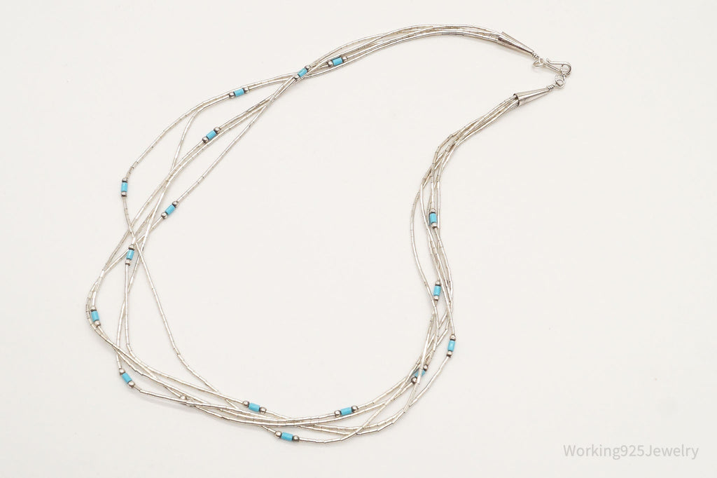 Vintage Native American Blue Turquoise Sterling Silver Bead Necklace | Jewelry > Necklaces | Wiccan Center
