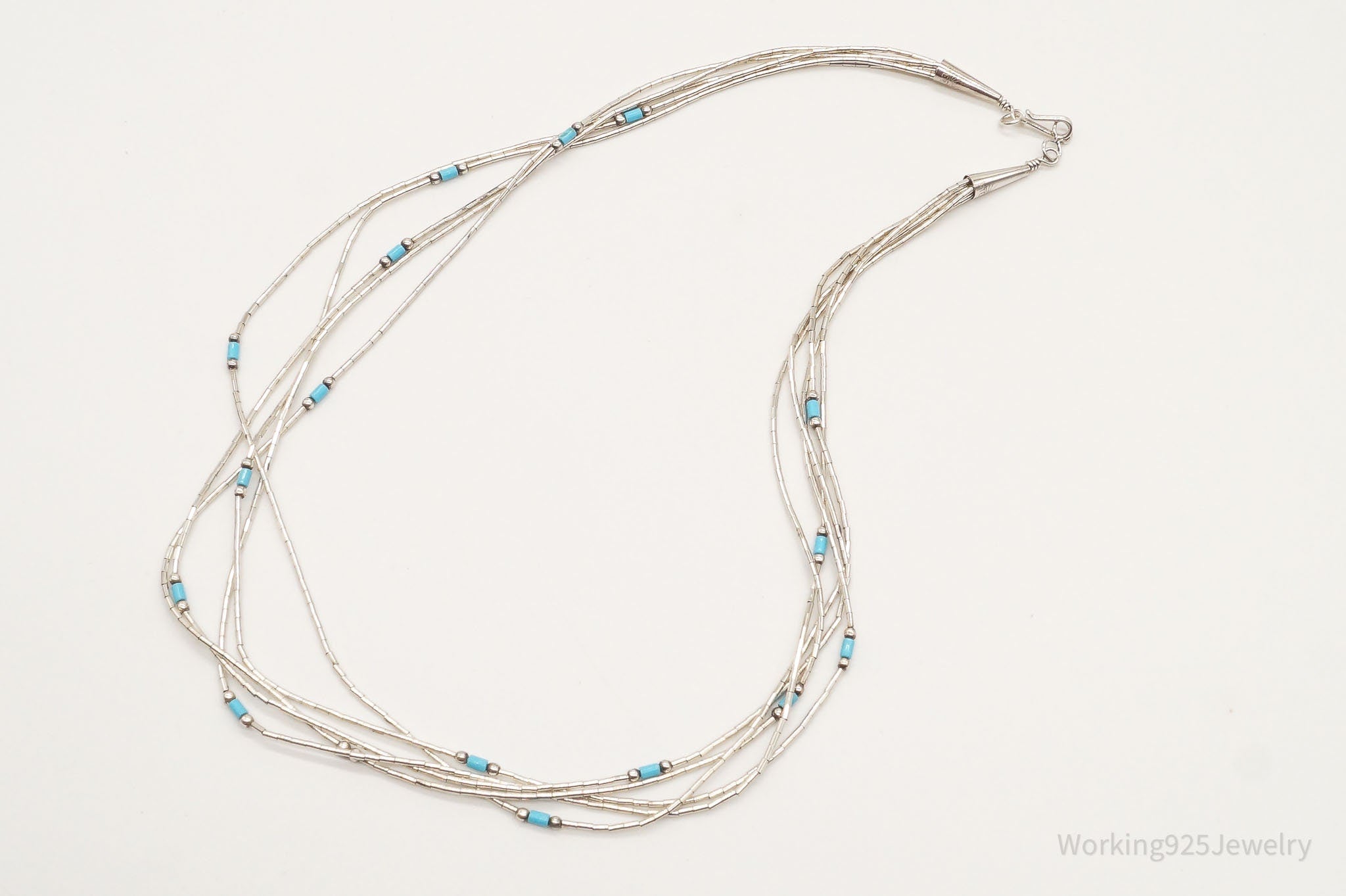 Vintage Native American Blue Turquoise Sterling Silver Bead Necklace | Jewelry > Necklaces | Wiccan Center