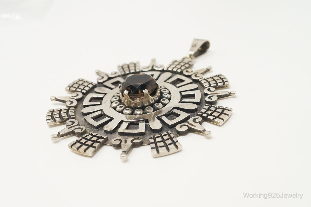 Large Rare Taxco Designer Damaso Gallegos Smoky Topaz Sterling Silver Pendant | Jewelry > Necklaces > Pendants | Wiccan Center