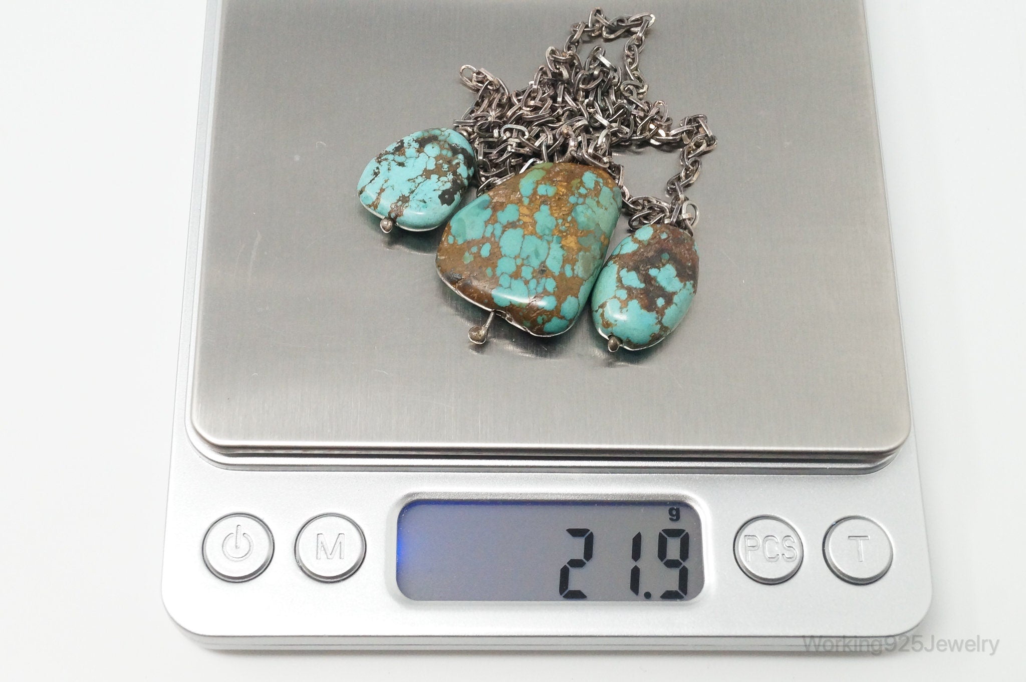 Vintage Native American Unsigned Turquoise Sterling Silver Necklace | Jewelry > Necklaces > Pendants | Wiccan Center