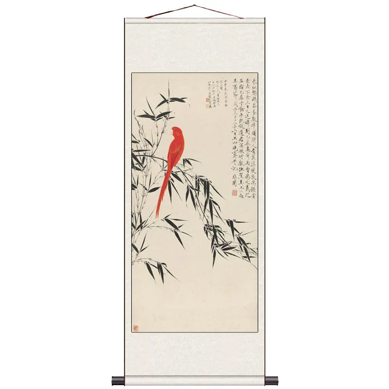 Peach Blossom Double Swallow Decorative Calligraphy and Painting Silk Gift Room Decor Aesthetic Wall Art Home Decor