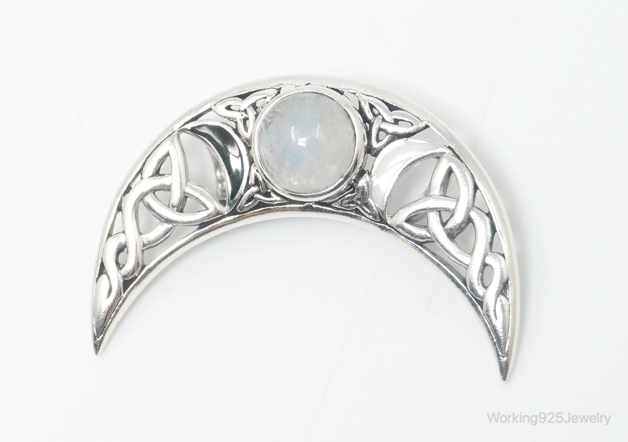 Vintage Designer Moonstone Celtic Sterling Silver Necklace Pendant | Jewelry > Necklaces > Pendants | Wiccan Center
