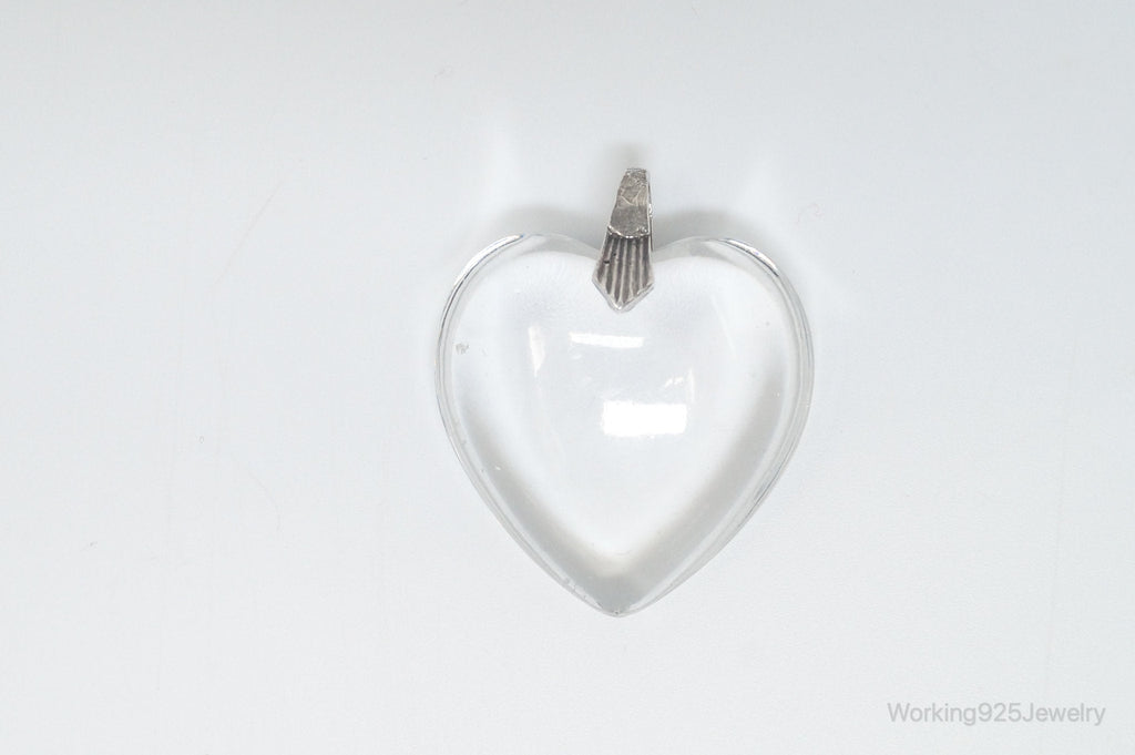 Vintage Large Glass Heart Sterling Silver Necklace Pendant | Jewelry > Necklaces > Pendants | Wiccan Center