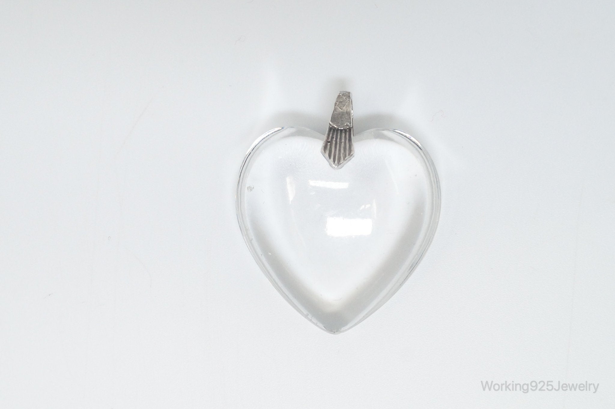 Vintage Large Glass Heart Sterling Silver Necklace Pendant | Jewelry > Necklaces > Pendants | Wiccan Center
