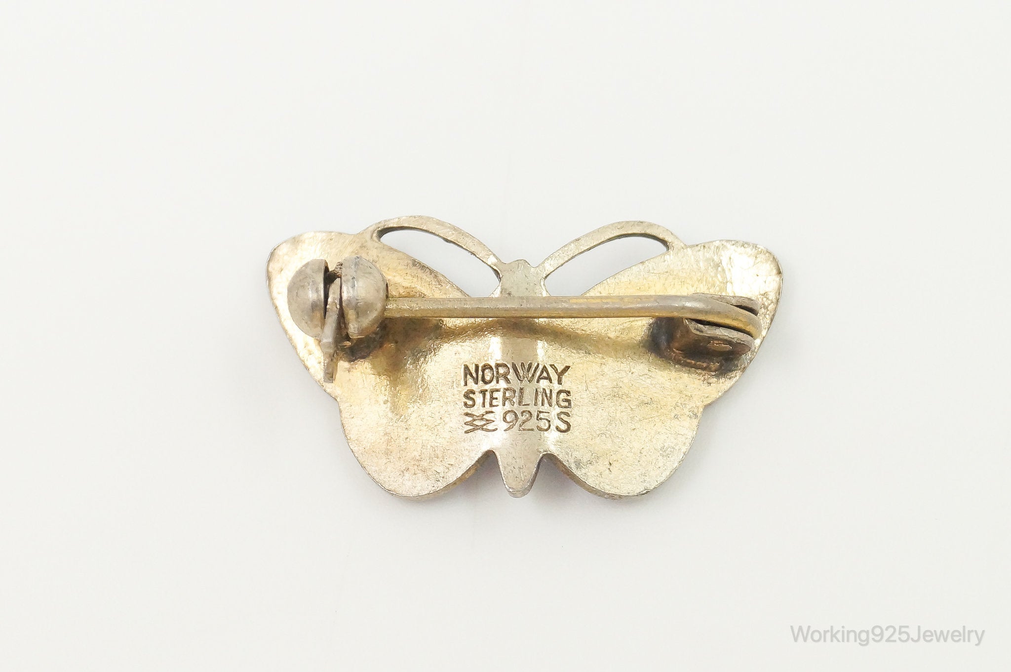 VTG Norway Aksel Holmsen Butterfly Enamel Gold Wash Sterling Silver Pin Brooch | Jewelry > Brooches, Pins & Clips | Wiccan Center