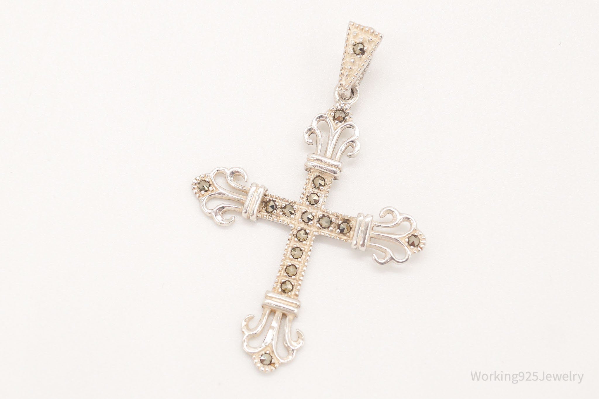 Vintage Marcasite Cross Sterling Silver Necklace Pendant | Jewelry > Necklaces > Pendants | Wiccan Center