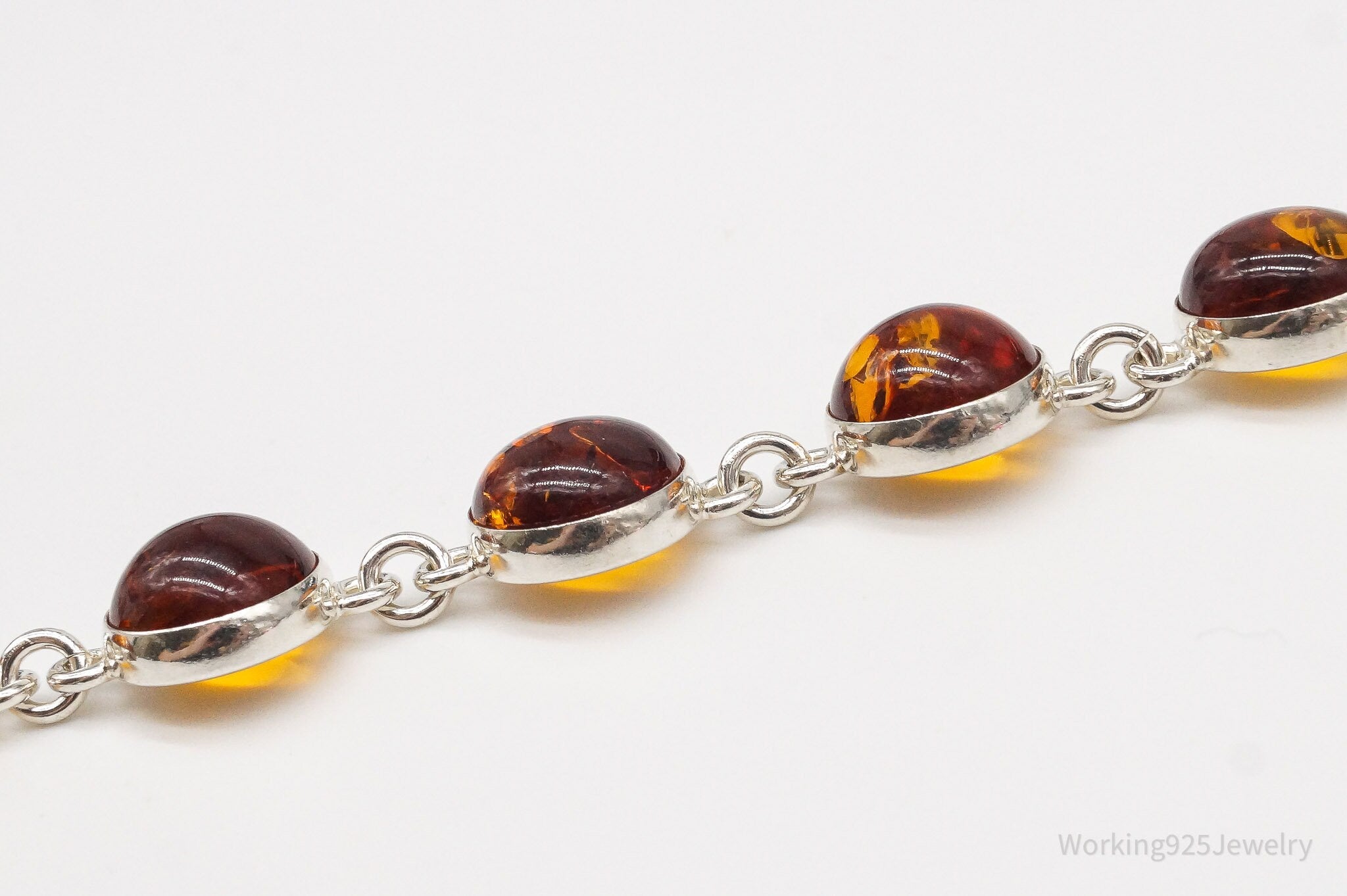 Vintage Amber Modernist Sterling Silver Bracelet | Jewelry > Bracelets | Wiccan Center