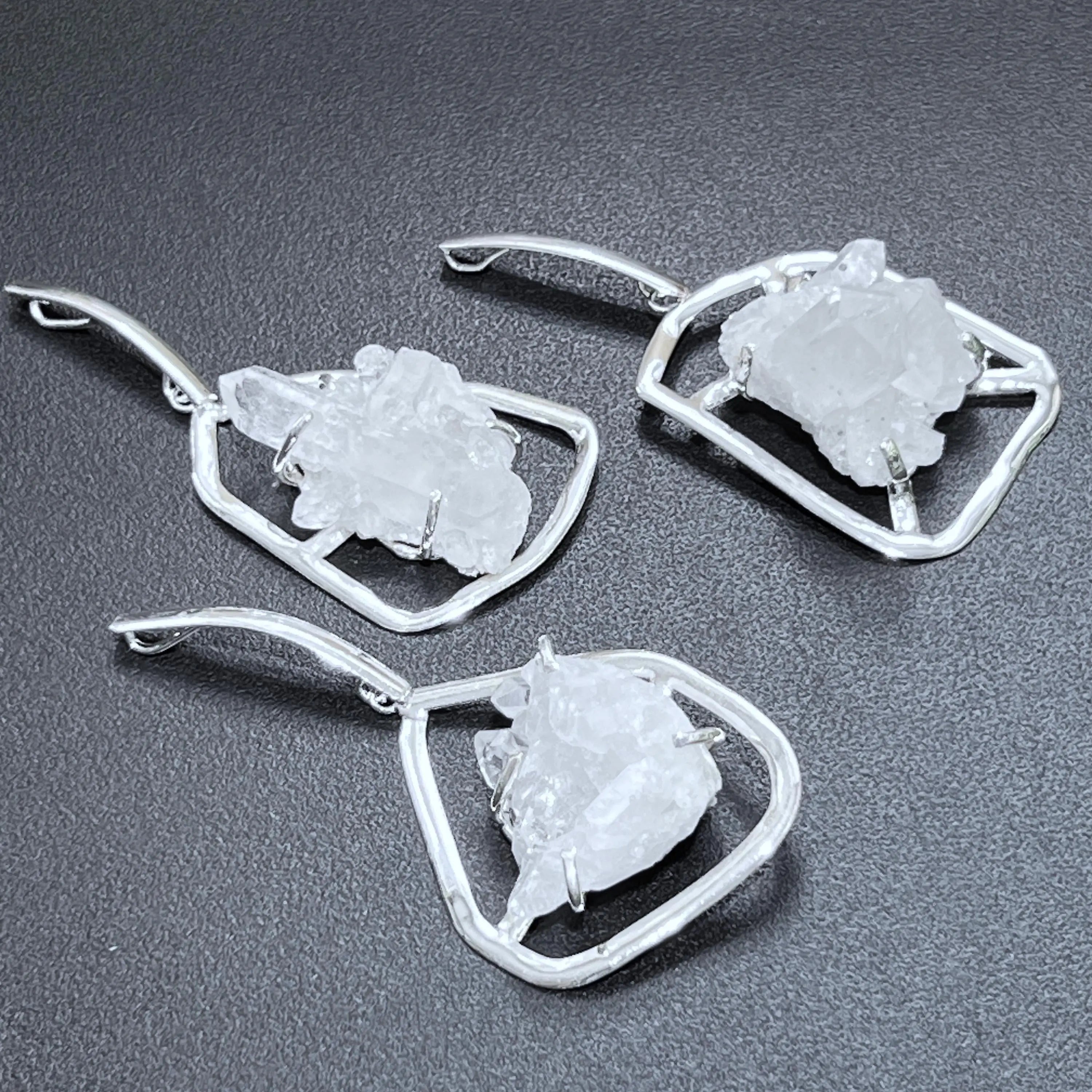 Quartz Crystal Cluster Pendant (Silver Plated) Statement Piece | Craft Supplies & Tools > Beads, Gems & Cabochons > Charms & Pendants > Pendants | Wiccan Center