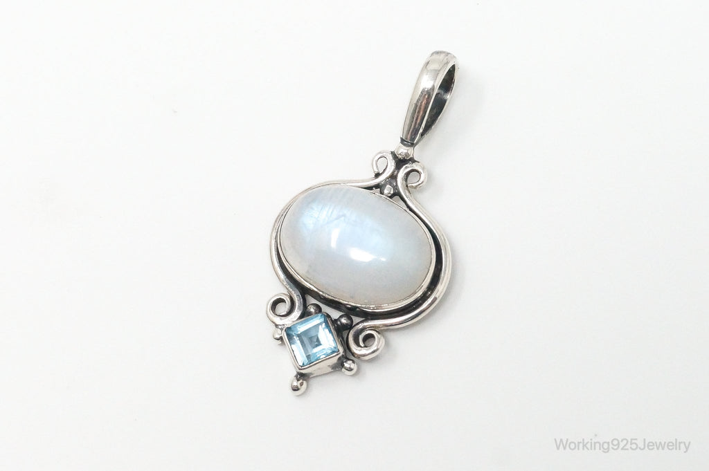 Vintage Blue Topaz Large Moonstone Sterling Necklace Pendant | Jewelry > Necklaces > Pendants | Wiccan Center