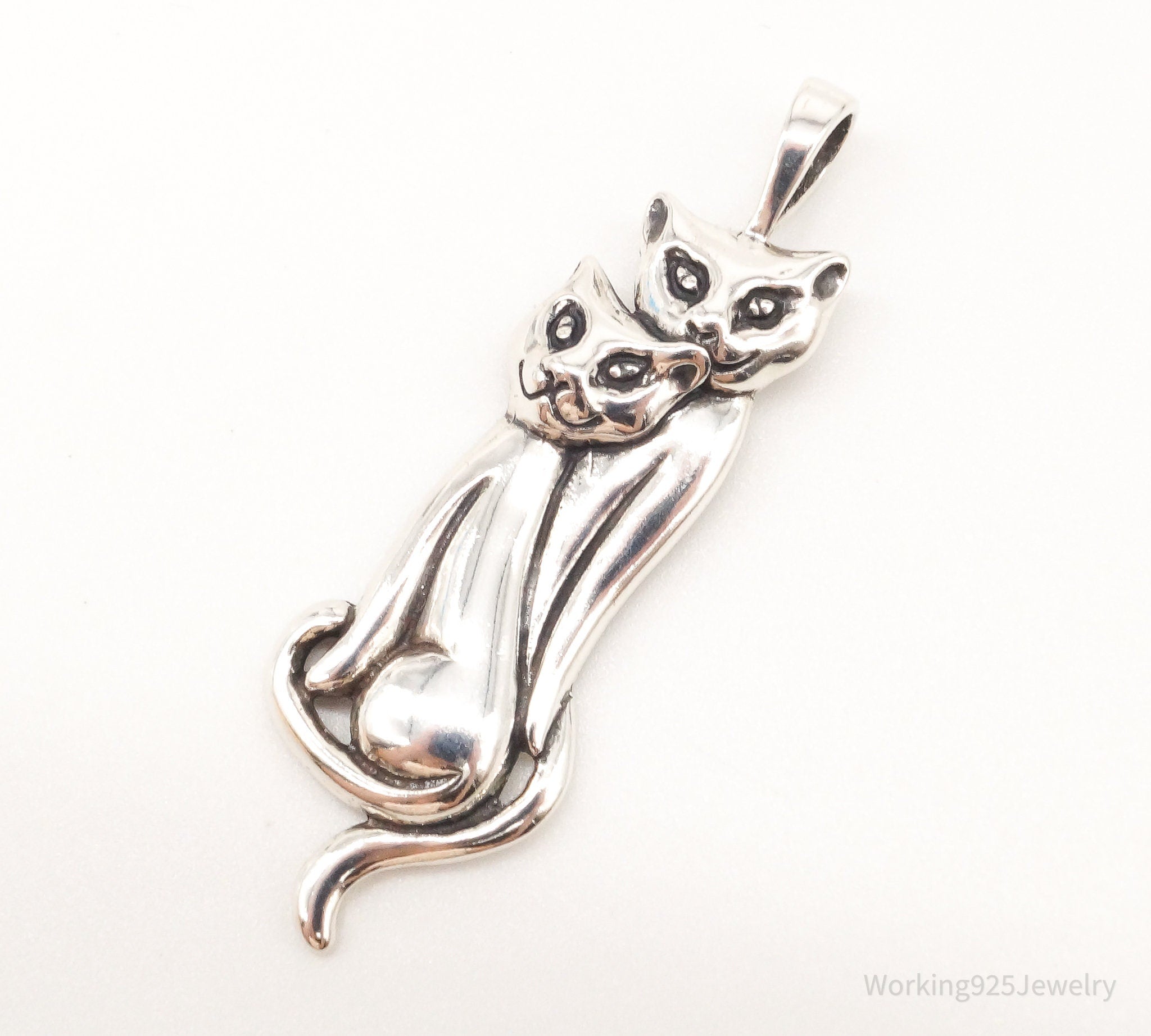 Vintage Designer KABANA Kittens Cats Sterling Silver Pendant | Jewelry > Necklaces > Pendants | Wiccan Center