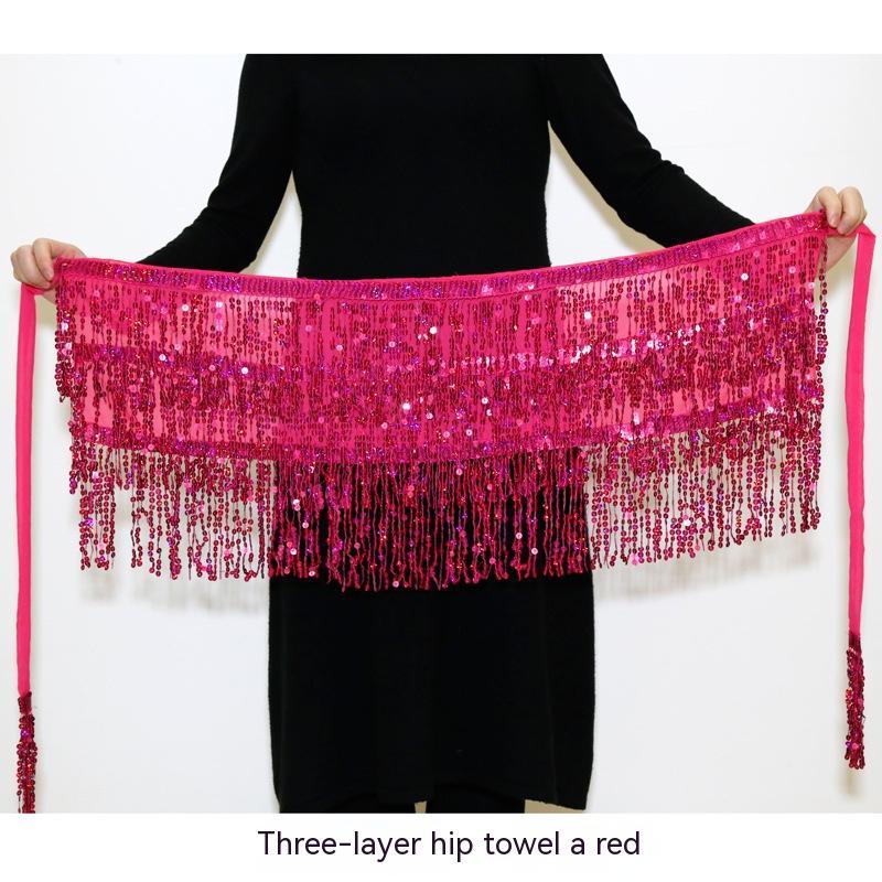 Halloween Belly Dance Costume Sequined Tassel Hip Skirt Waist Scarf | null | Wiccan Center