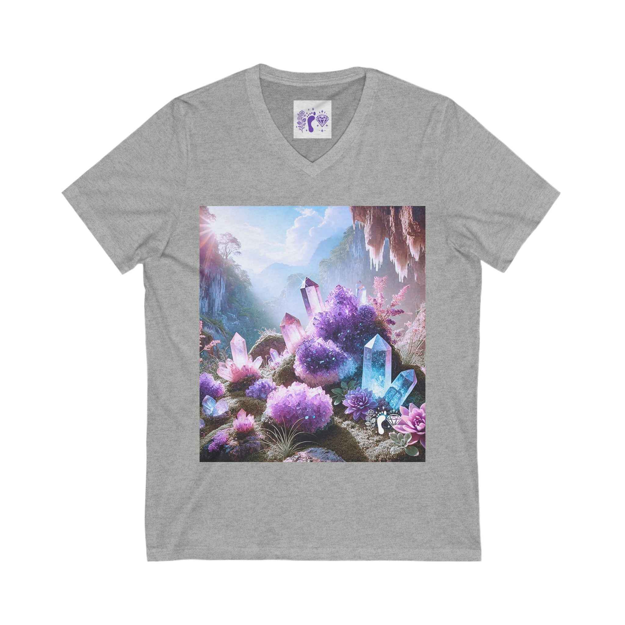 Crystal V-Neck Tee - Unisex Short Sleeve Shirt for Nature Lovers | V-neck | Wiccan Center