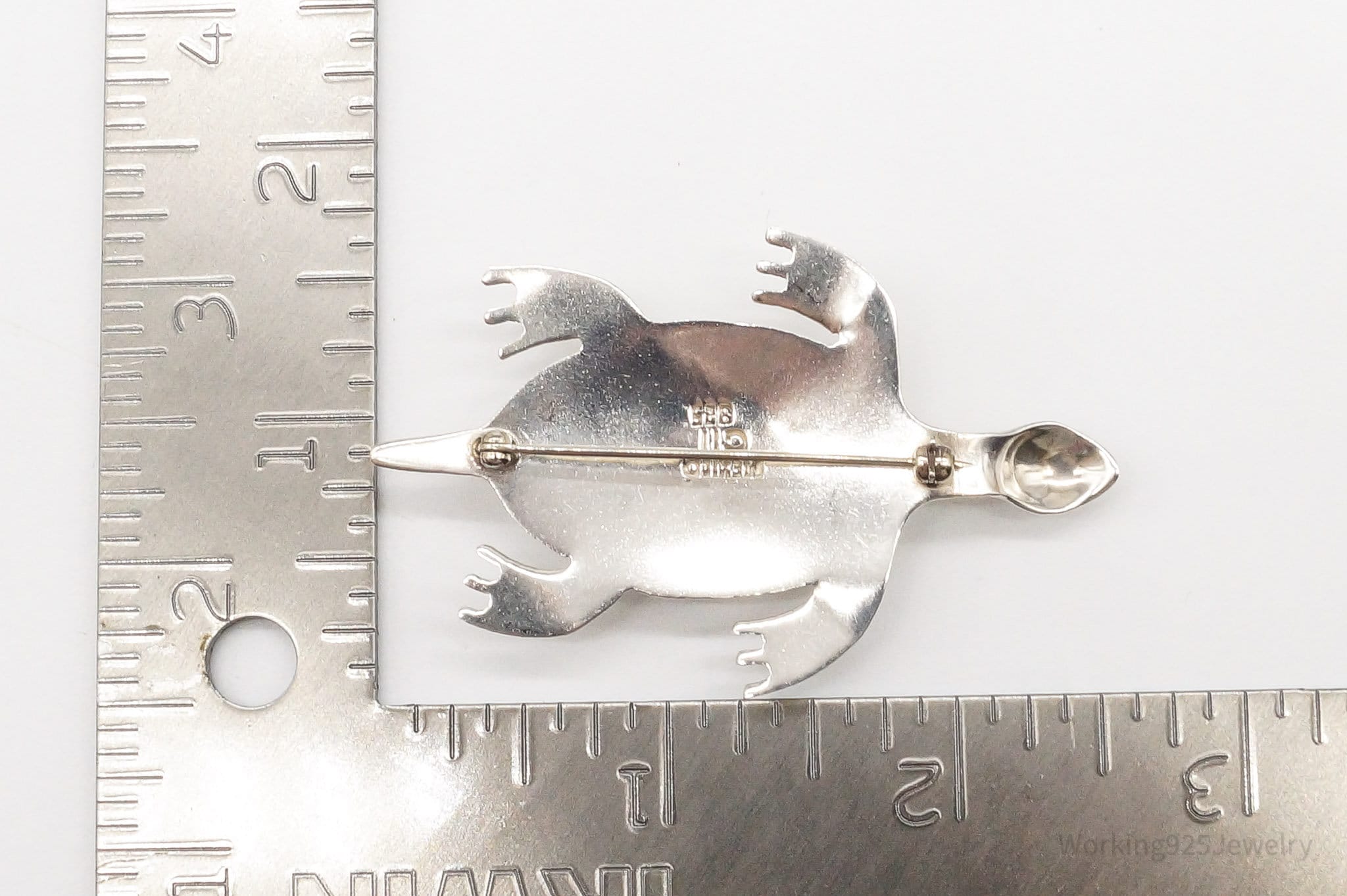 Large Vintage Mexico CII Jasper Sea Turtle Sterling Silver Brooch Pin | Jewelry > Brooches, Pins & Clips | Wiccan Center