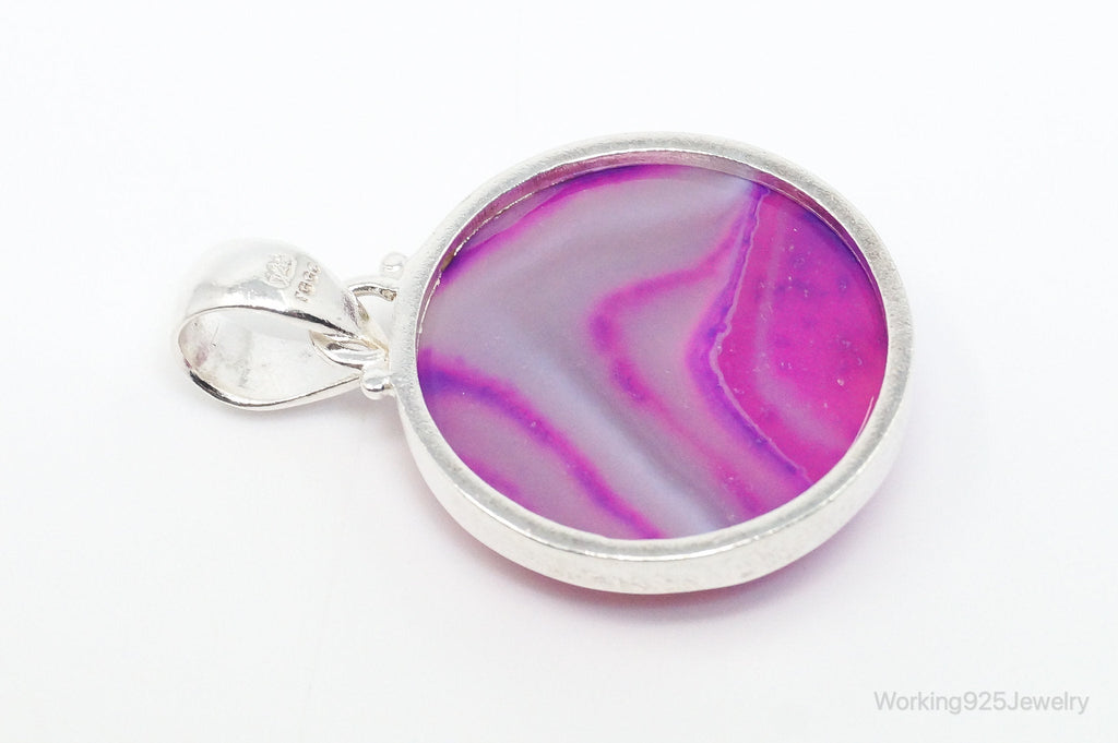 Vintage Designer TGGC Large Pink Agate Sterling Silver Necklace Pendant | Jewelry > Necklaces > Pendants | Wiccan Center