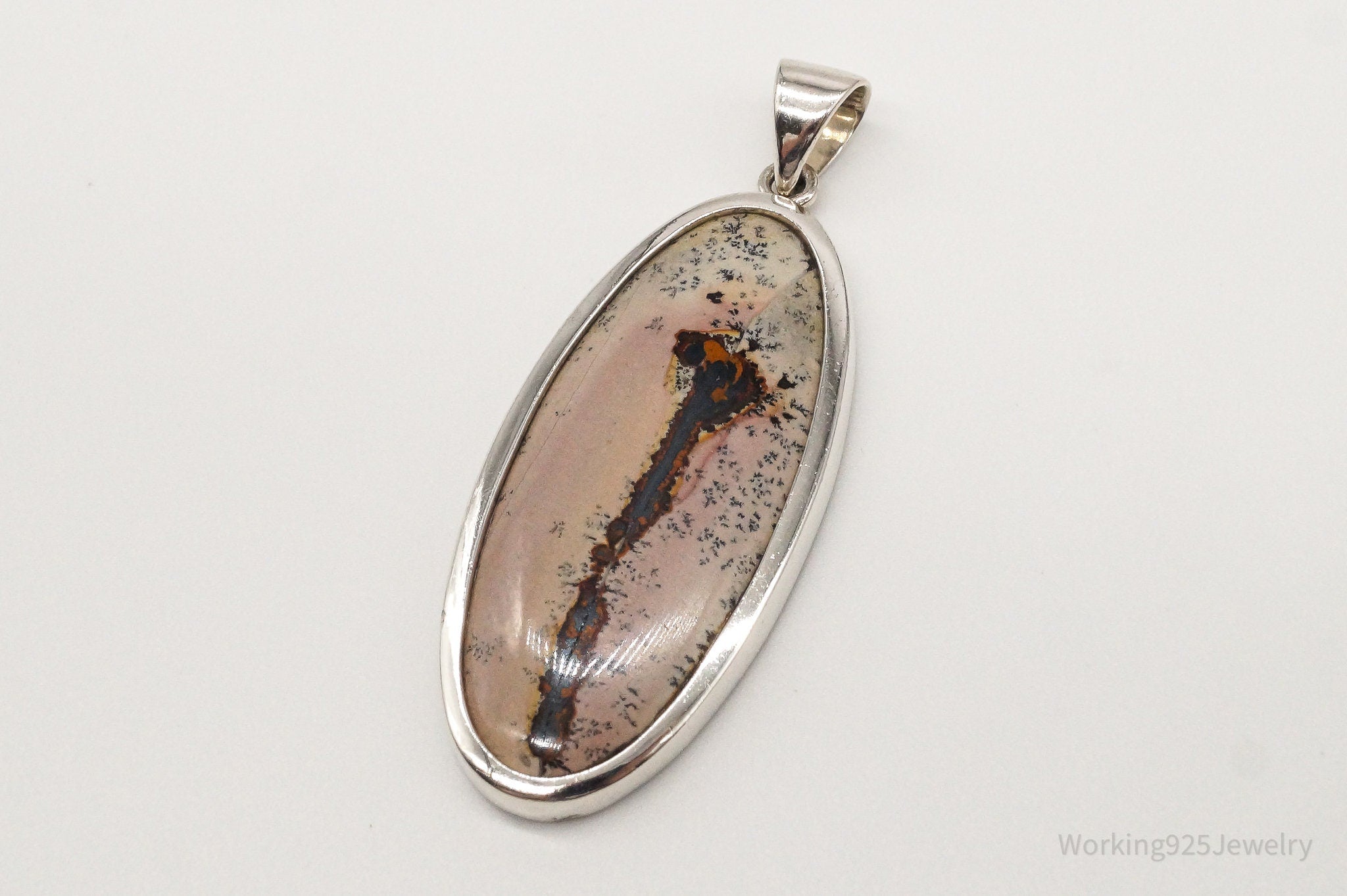 Vintage Long Dendrite Jasper Sterling Silver Pendant | Jewelry > Necklaces > Pendants | Wiccan Center