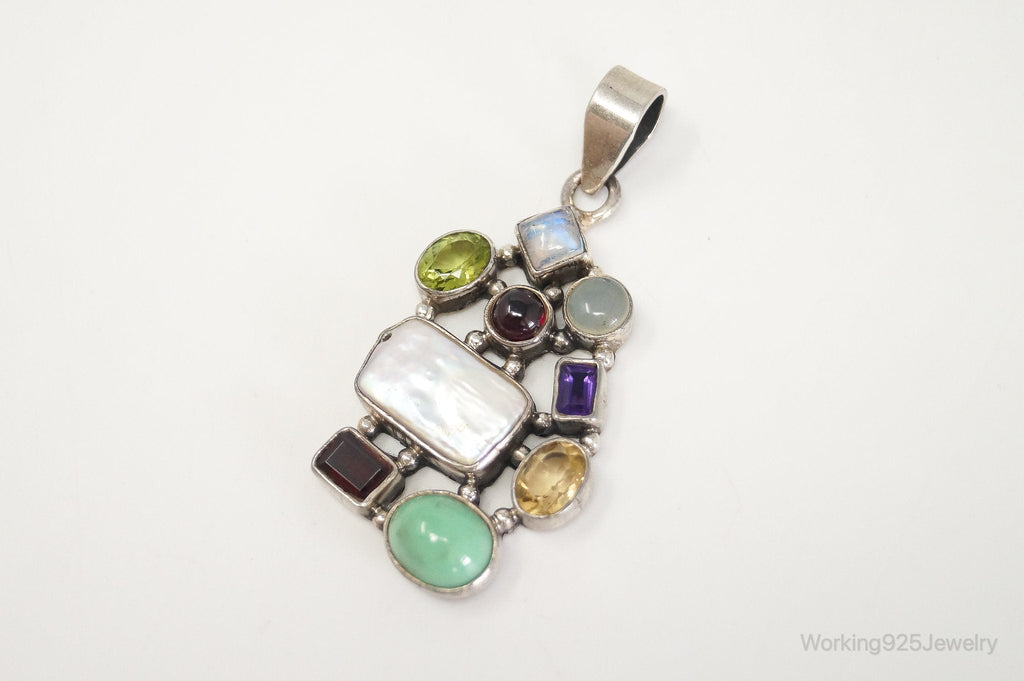 Vintage Multi Gem Sterling Silver Necklace Pendant | Jewelry > Necklaces > Pendants | Wiccan Center