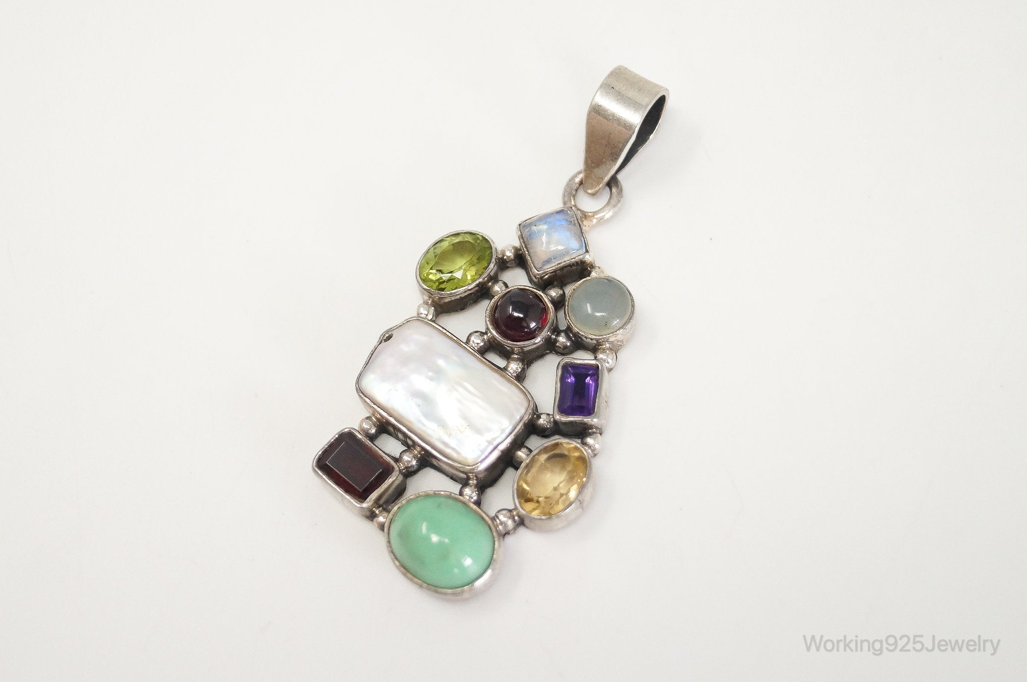 Vintage Multi Gem Sterling Silver Necklace Pendant | Jewelry > Necklaces > Pendants | Wiccan Center