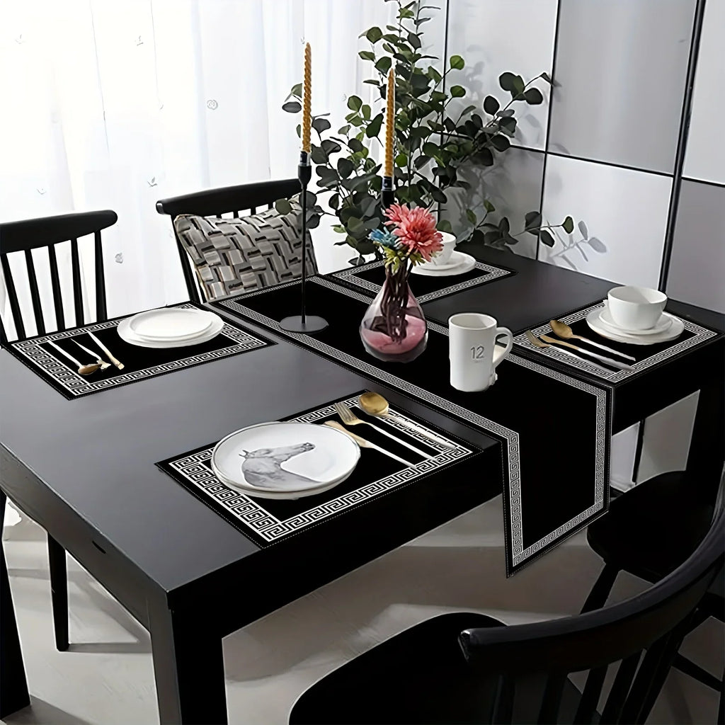 VIKAMA 5/7PC Luxury Geometric Placemat Table Flag Set Restaurant Cafe Decoration High-end Banquet Arrangement