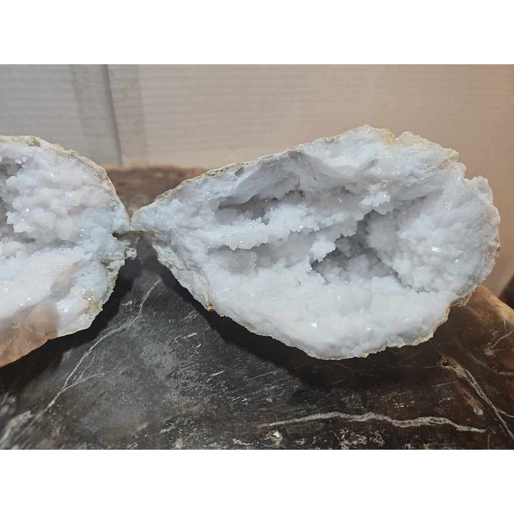 Moroccan Quartz Geode Pair with Display Stands — 3.88 lbs | CrystalCloud Company | Geodes & Clusters | Wiccan Center