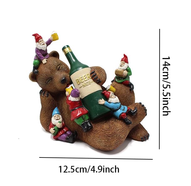 Garden Bear and Gnomes Statue Yard Lawn Home Decor | Home & Garden > Yard, Garden & Outdoor Living > Décor > Ornaments & Statues | Wiccan Center