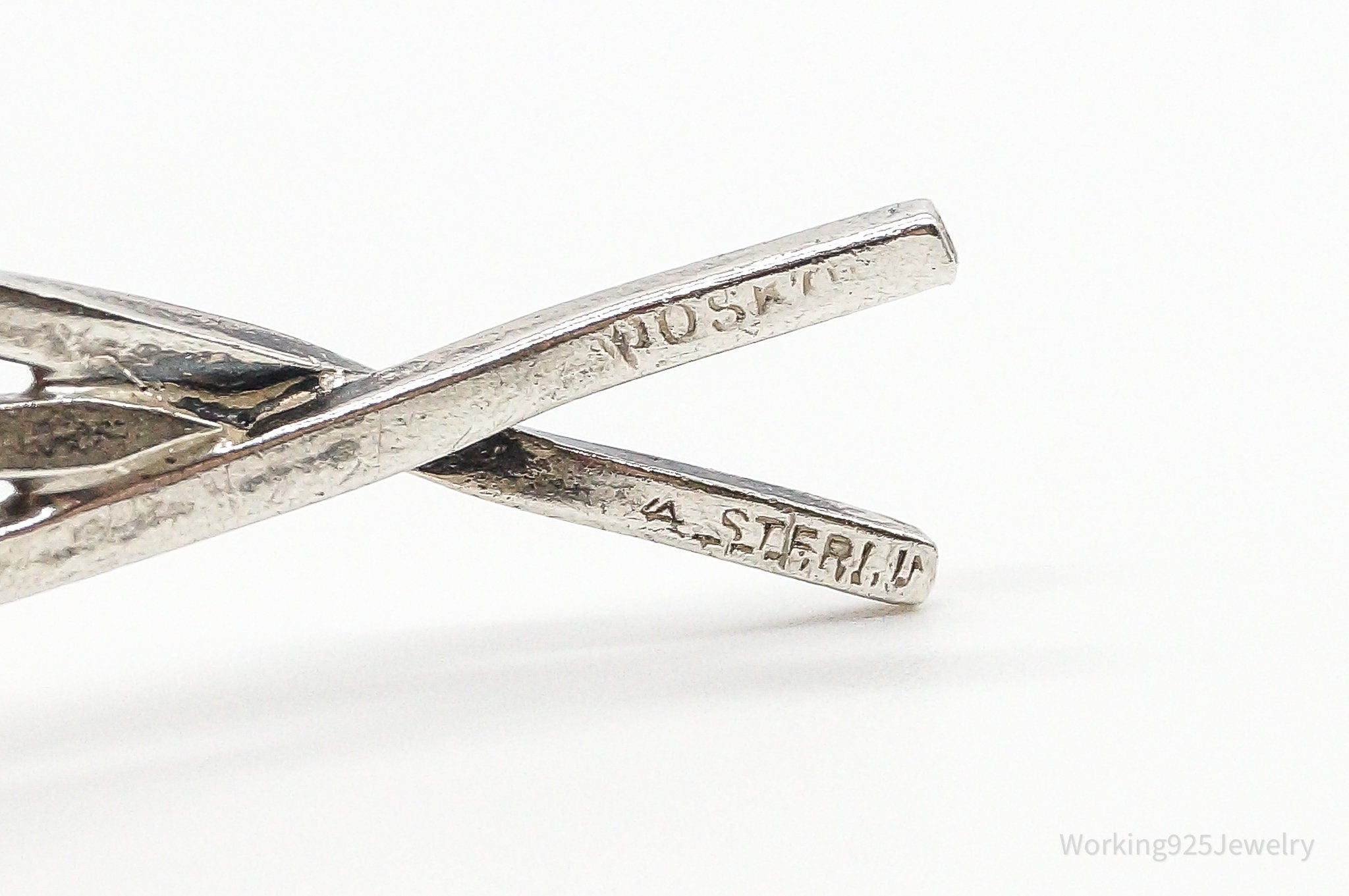 Vintage Ichthus Cross Fish Modernist Sterling Silver Necklace Pendant | Jewelry > Necklaces > Pendants | Wiccan Center