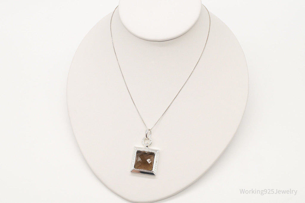 Designer Ross Simons Large Smoky Topaz Single Diamond Sterling Silver Necklace | Jewelry > Necklaces > Pendants | Wiccan Center