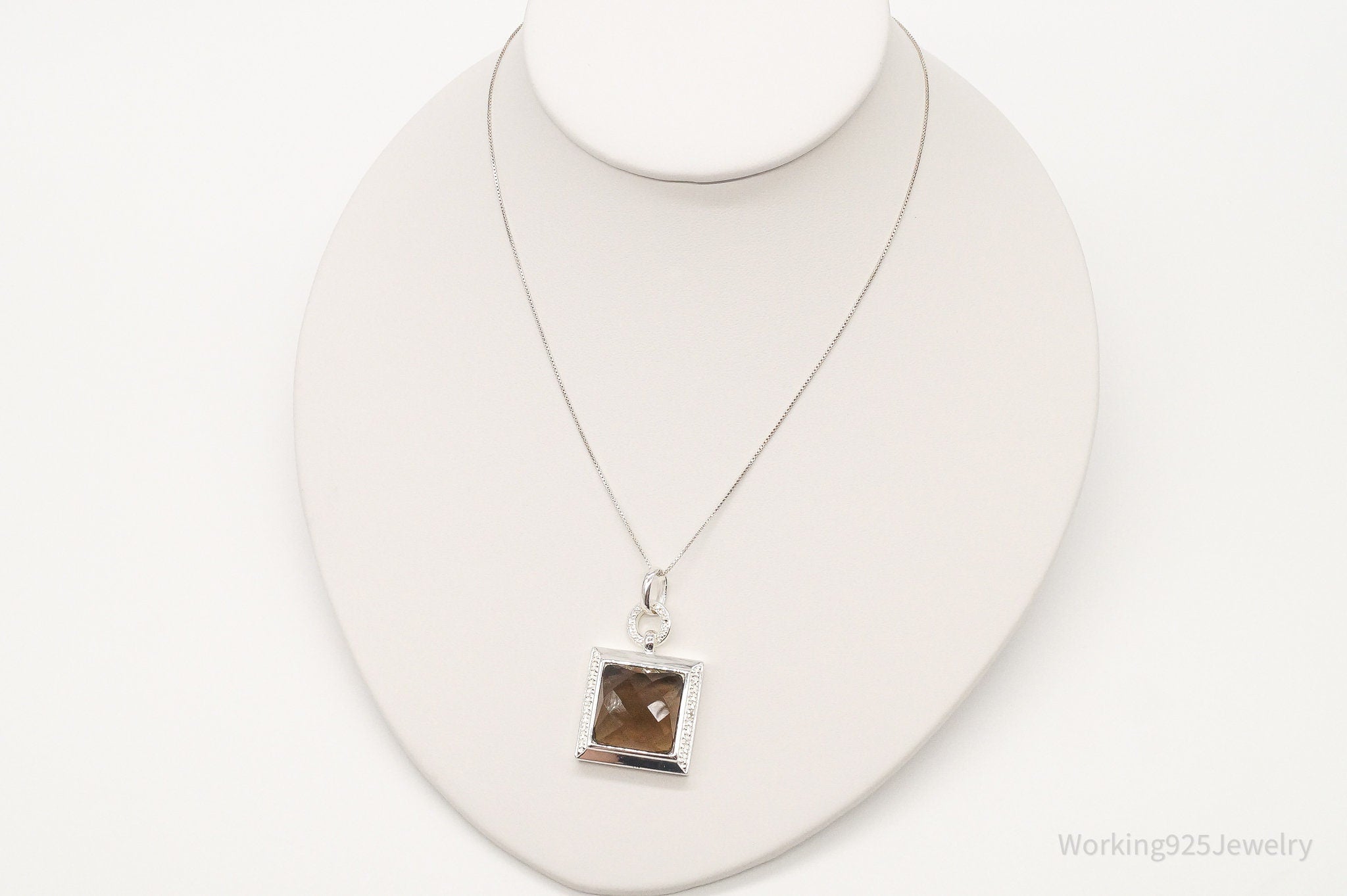 Designer Ross Simons Large Smoky Topaz Single Diamond Sterling Silver Necklace | Jewelry > Necklaces > Pendants | Wiccan Center