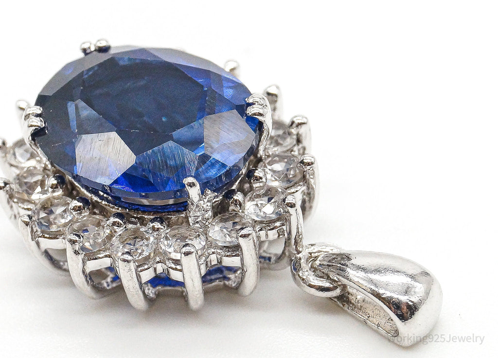 Designer JWBR Lab Sapphire Cubic Zirconia Sterling Silver Pendant | Jewelry > Necklaces > Pendants | Wiccan Center
