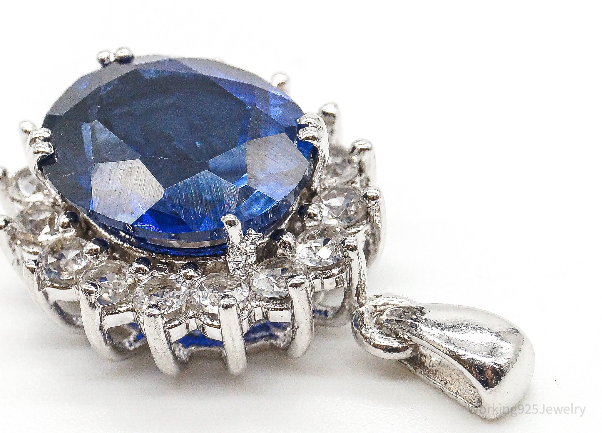 Designer JWBR Lab Sapphire Cubic Zirconia Sterling Silver Pendant | Jewelry > Necklaces > Pendants | Wiccan Center