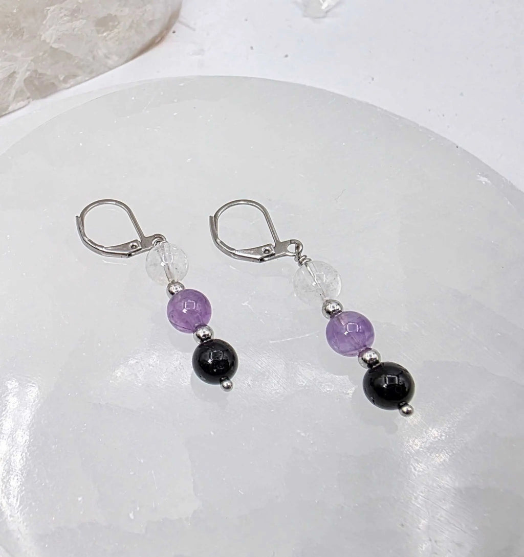 SACRED SPACE -Clear Quartz, Amethyst, Black Onyx Jewelry Set | Jewelry Set | Wiccan Center