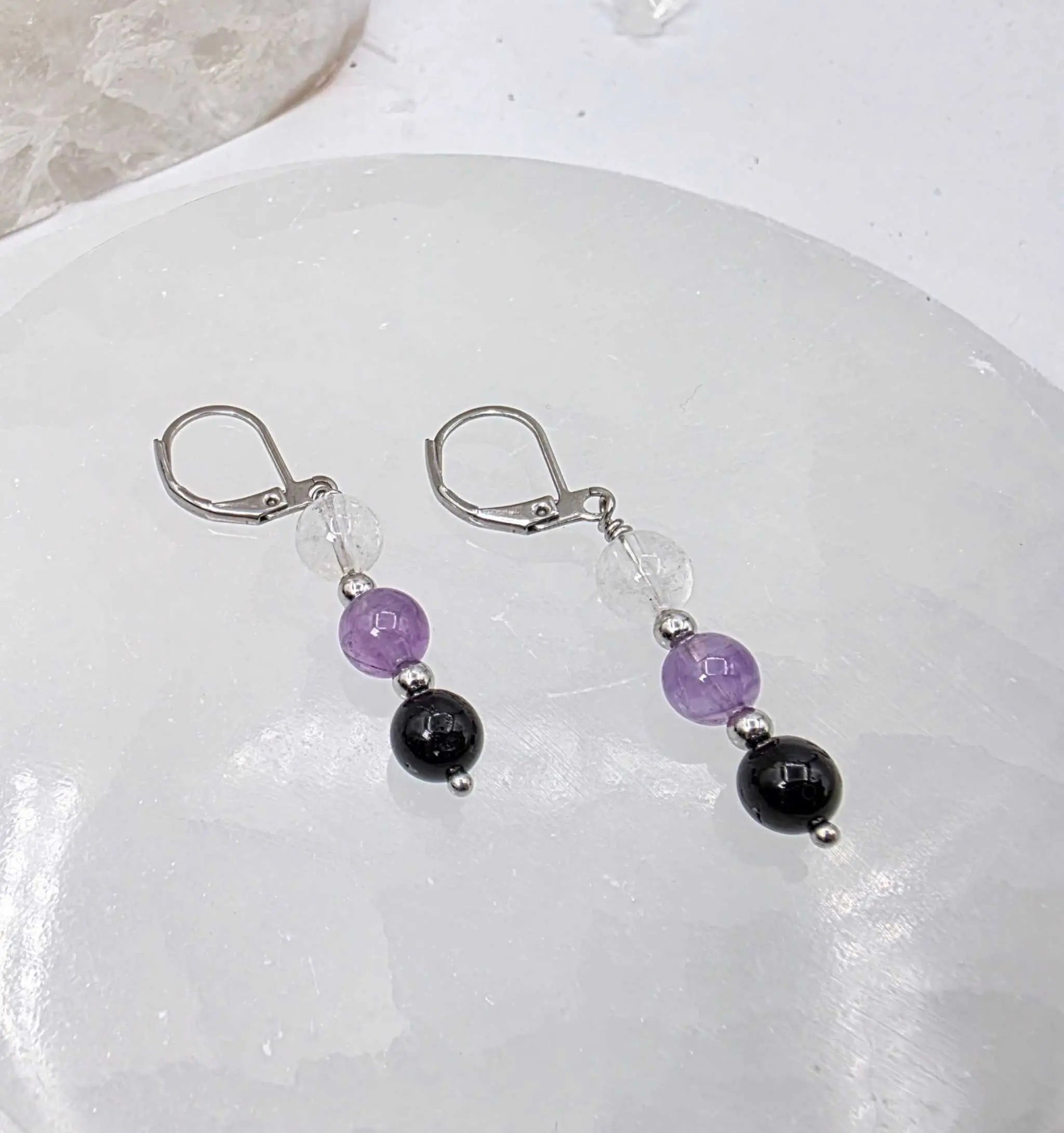 SACRED SPACE -Clear Quartz, Amethyst, Black Onyx Jewelry Set | Jewelry Set | Wiccan Center
