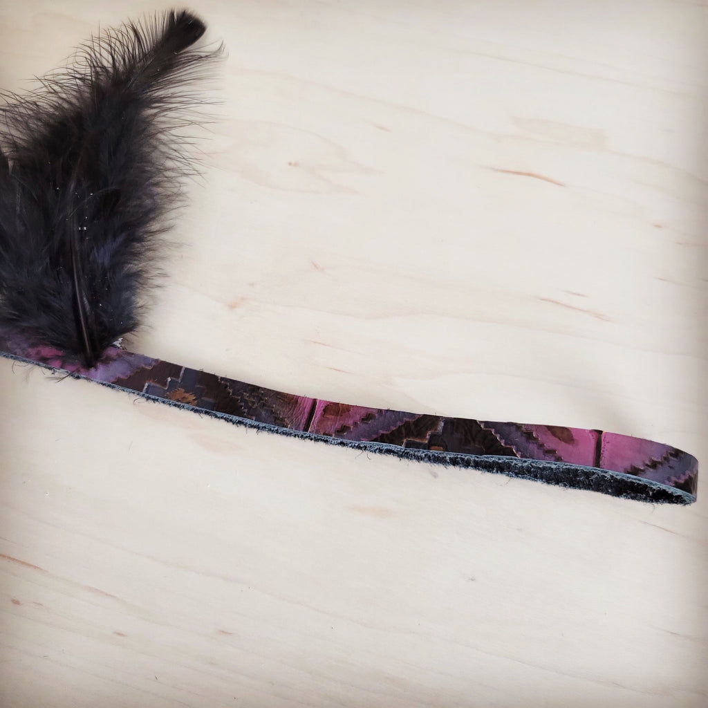 Genuine Leather Magenta Navajo w/ Black Feathers 954w