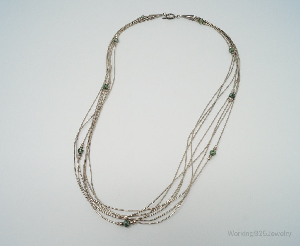 Vintage Native American Unsigned Green Spot Jasper Sterling Silver Necklace | Jewelry > Necklaces > Pendants | Wiccan Center