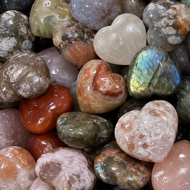 10 LB Mixed Crystal Mini Hearts – Polished Assortment (No Selection)