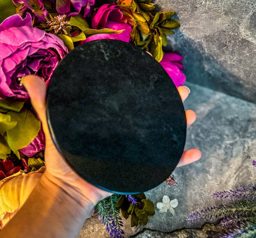 5 3/4 Inch Black Obsidian Mirror, Crystal Scrying | | Wiccan Center