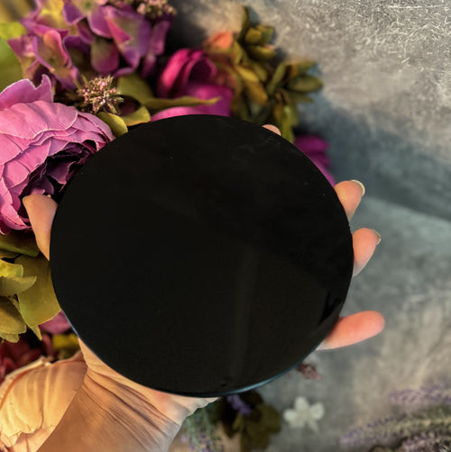 5 3/4 Inch Black Obsidian Mirror, Crystal Scrying | | Wiccan Center
