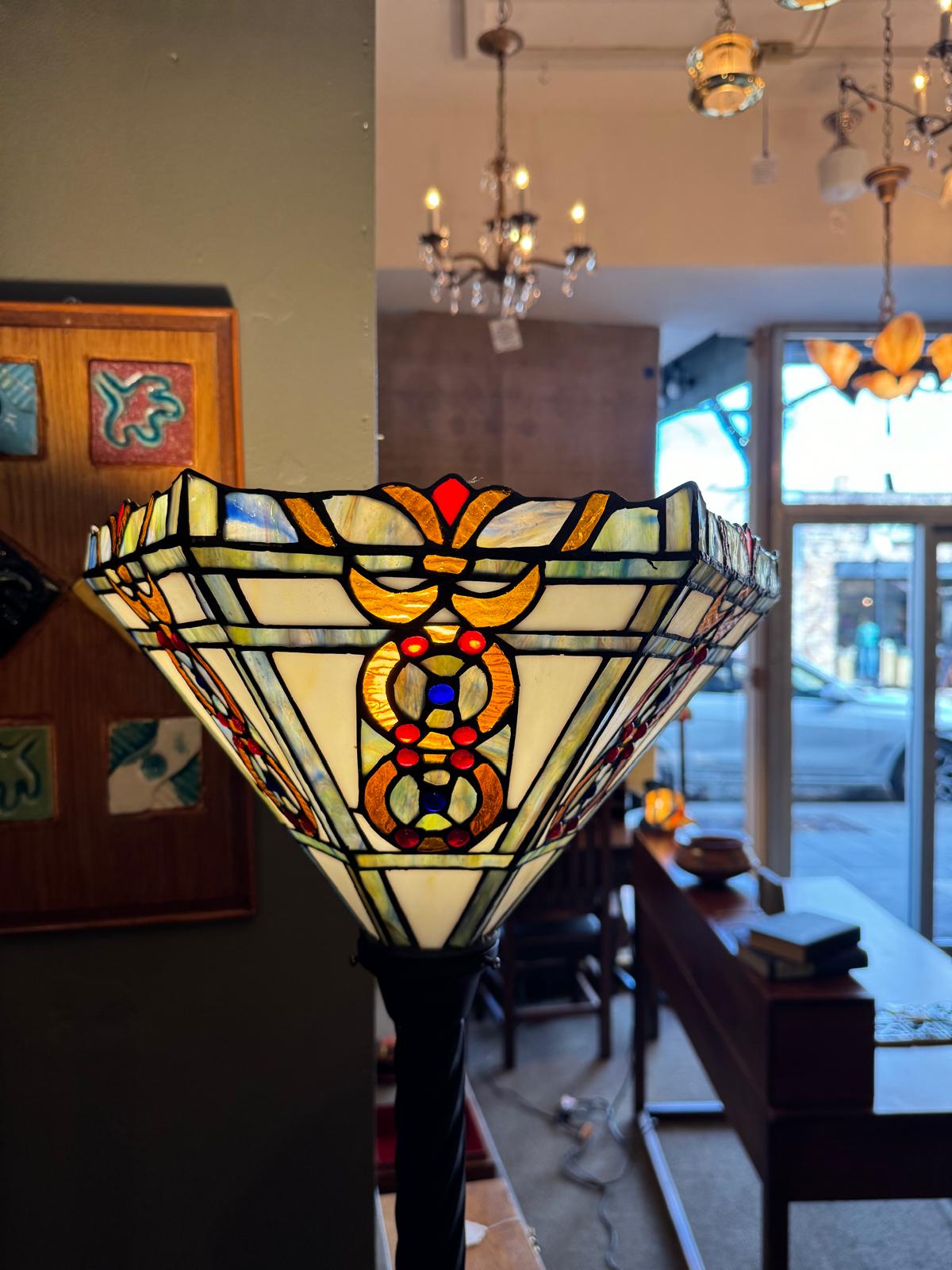Tiffany style Stained glass Torchiere Floor Lamp # 3767-BB758 | Lamps | Wiccan Center