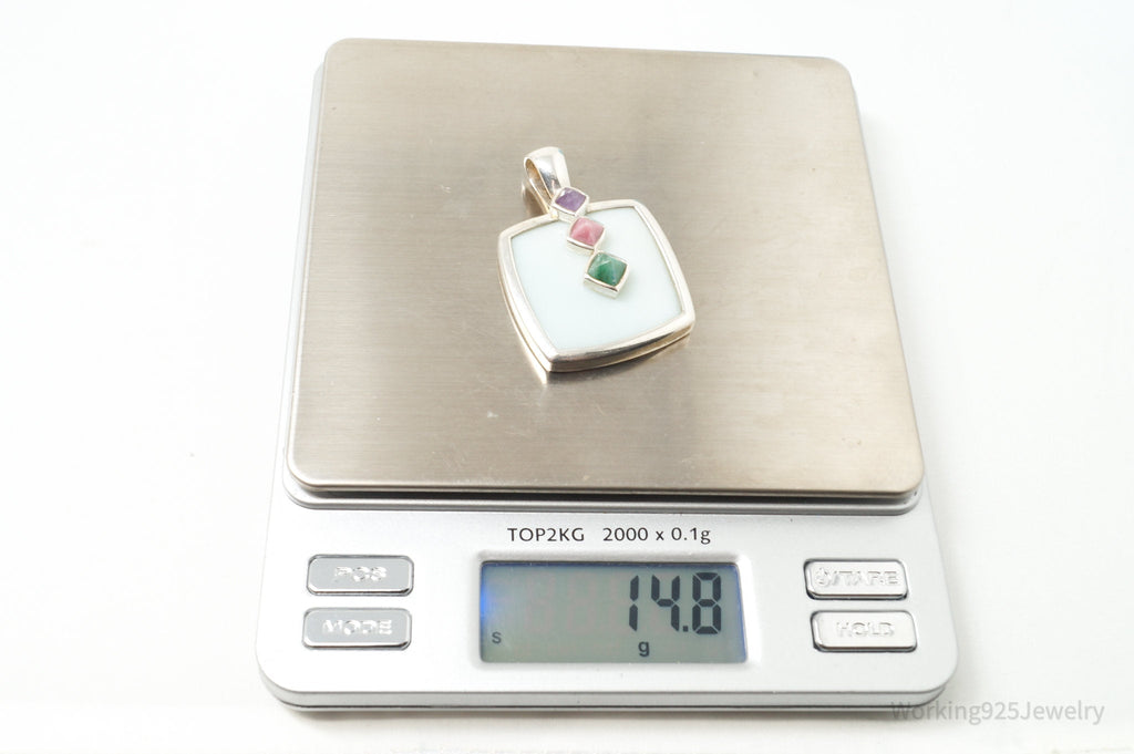 Designer Whitney Kelly Designs Multi Color Jade Sterling Silver Necklace Pendant | Jewelry > Necklaces > Pendants | Wiccan Center