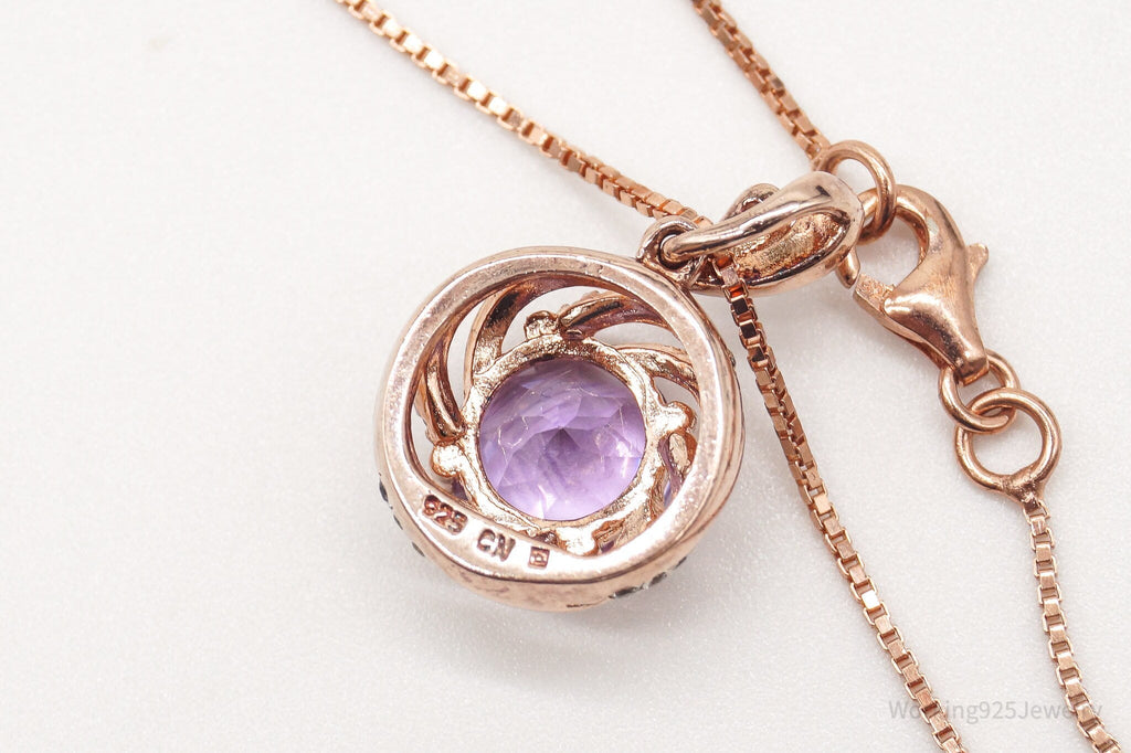 Vintage Amethyst Cubic Zirconia Rose Gold Vermeil Sterling Silver Necklace | Jewelry > Necklaces > Pendants | Wiccan Center
