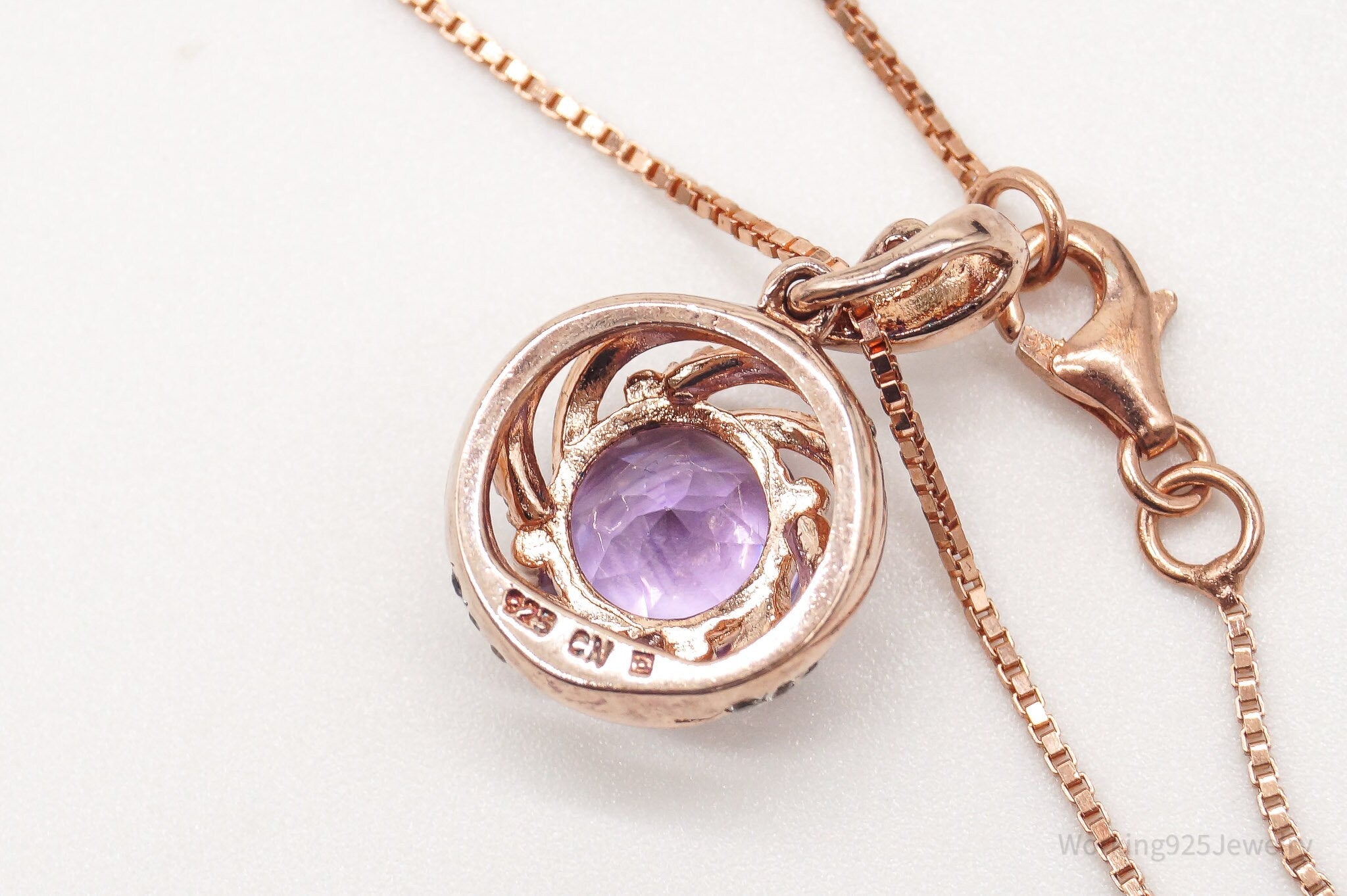 Vintage Amethyst Cubic Zirconia Rose Gold Vermeil Sterling Silver Necklace | Jewelry > Necklaces > Pendants | Wiccan Center