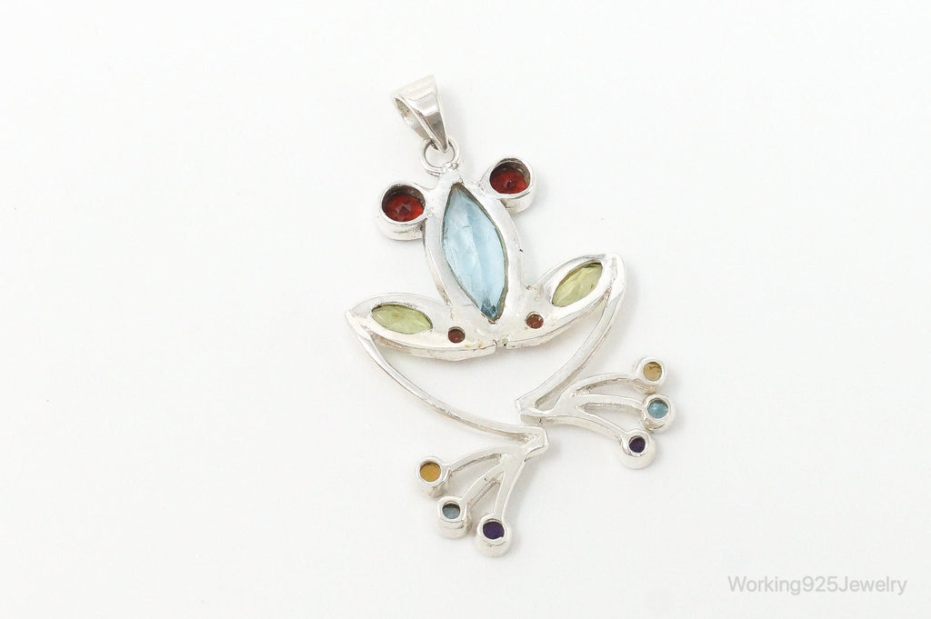 Vintage Multi Gem Tree Frog Sterling Silver Necklace Pendant | Jewelry > Necklaces > Pendants | Wiccan Center