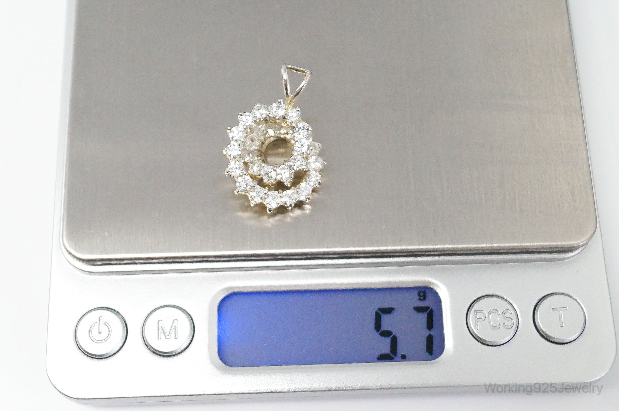 Vintage Art Deco Cubic Zirconia Sterling Silver Necklace Pendant | Jewelry > Necklaces > Pendants | Wiccan Center