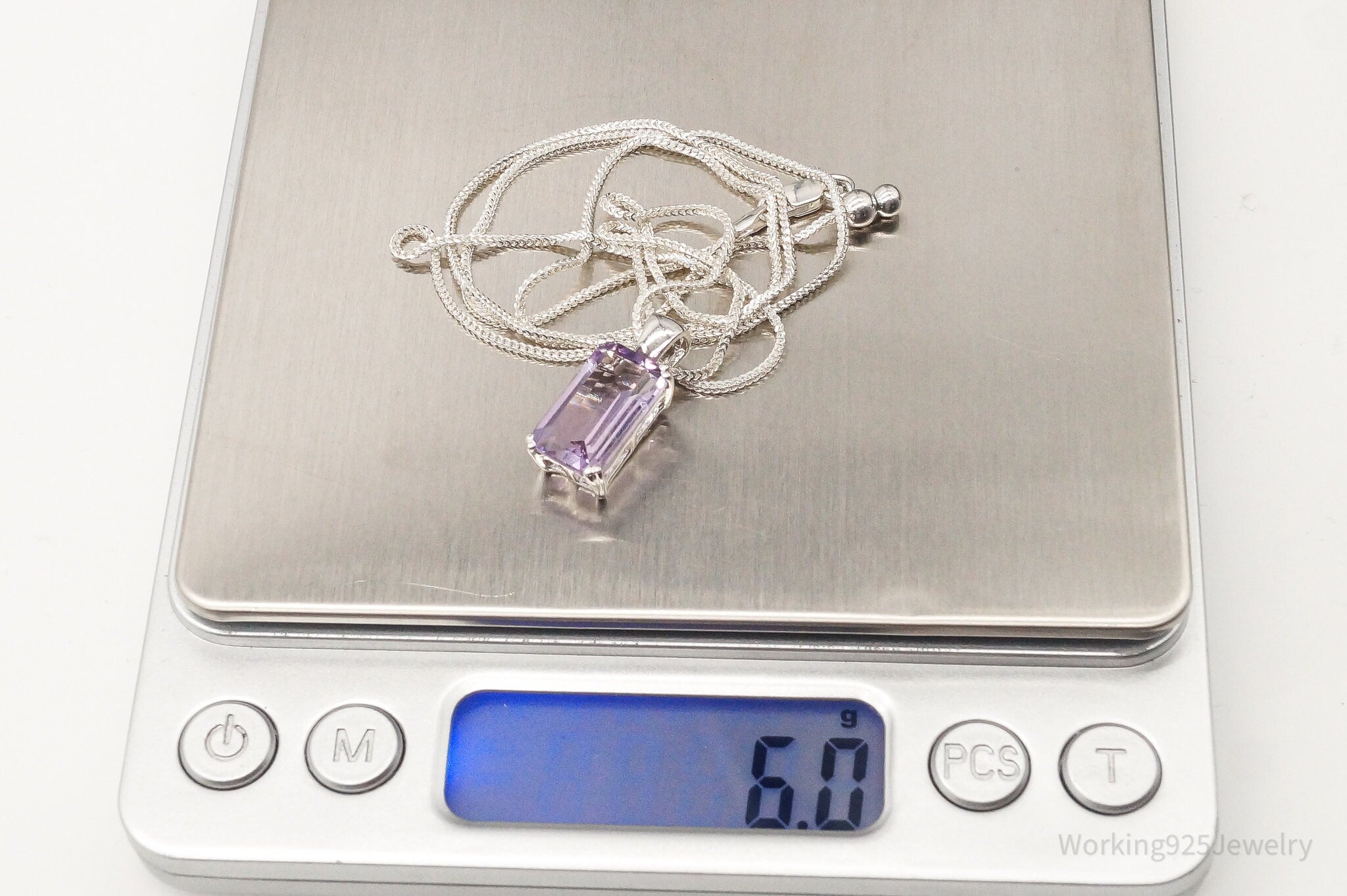 Vintage Amethyst Sterling Silver Adjustable Chain Necklace | Jewelry > Necklaces > Pendants | Wiccan Center