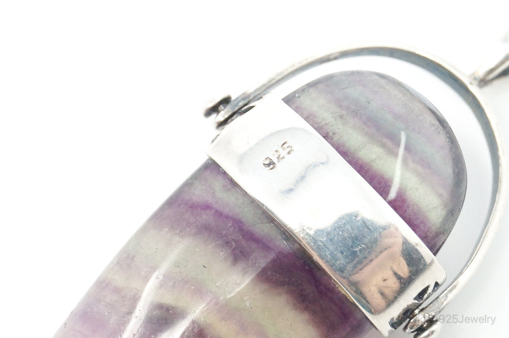 Vintage Purple & Green Fluorite Blue Opal Sterling Silver Pendant | Jewelry > Necklaces > Pendants | Wiccan Center