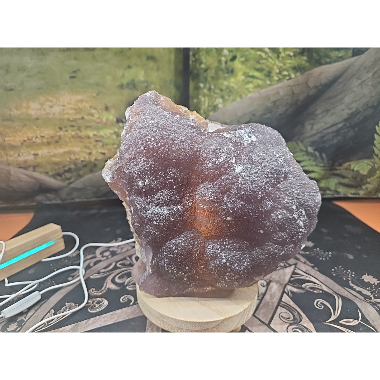 11.9LB Natural fluorite quartz crystal Cluster specimen W/led Back Light Stand